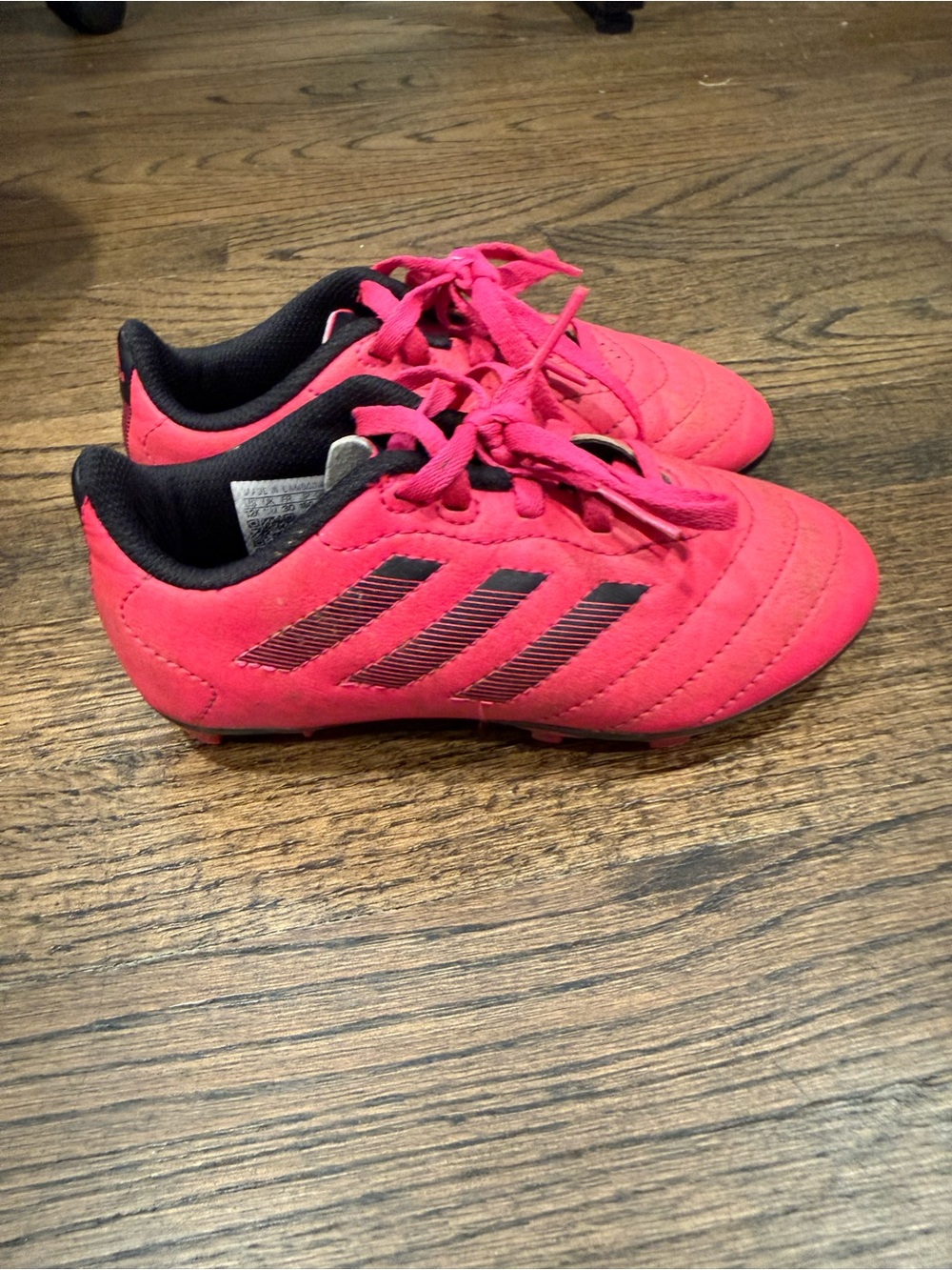 adidas Kids Bright Pink Soccer Cleats with Black Accents